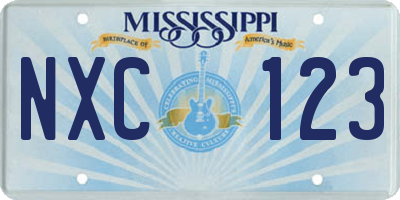 MS license plate NXC123
