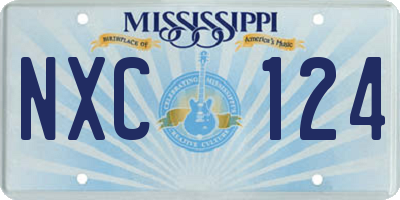 MS license plate NXC124
