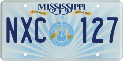 MS license plate NXC127
