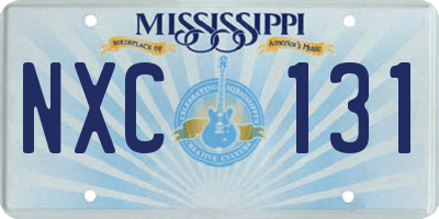 MS license plate NXC131