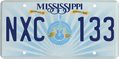 MS license plate NXC133