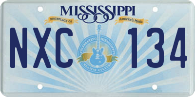 MS license plate NXC134