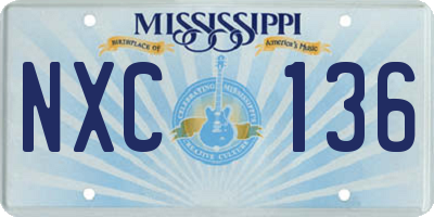 MS license plate NXC136