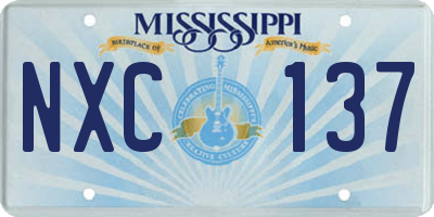 MS license plate NXC137