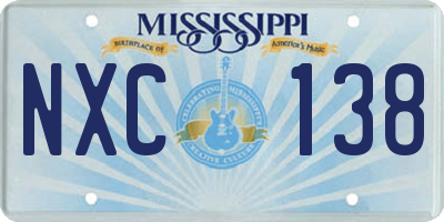 MS license plate NXC138