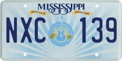MS license plate NXC139