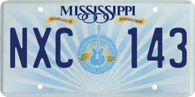 MS license plate NXC143