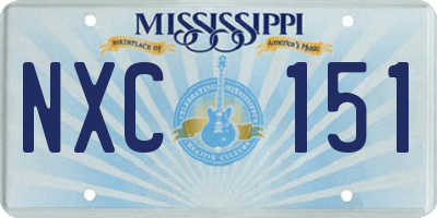 MS license plate NXC151