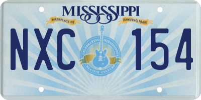 MS license plate NXC154