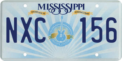MS license plate NXC156