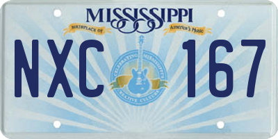 MS license plate NXC167