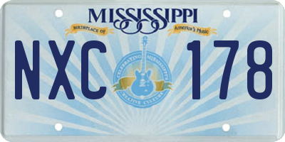 MS license plate NXC178
