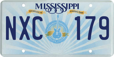 MS license plate NXC179
