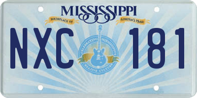 MS license plate NXC181