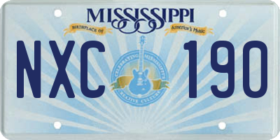 MS license plate NXC190