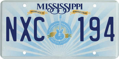MS license plate NXC194