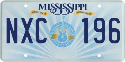 MS license plate NXC196