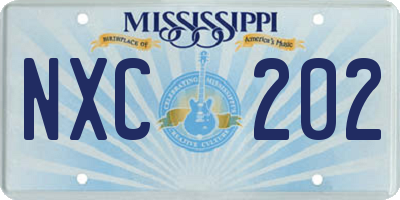 MS license plate NXC202