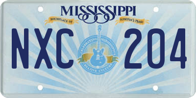 MS license plate NXC204