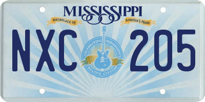 MS license plate NXC205