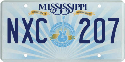 MS license plate NXC207