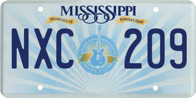 MS license plate NXC209
