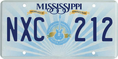 MS license plate NXC212
