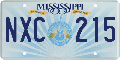 MS license plate NXC215
