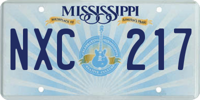 MS license plate NXC217