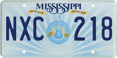 MS license plate NXC218