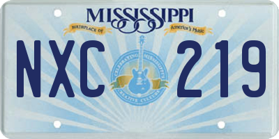 MS license plate NXC219