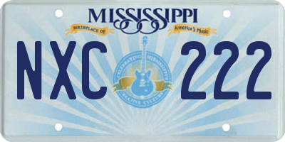MS license plate NXC222