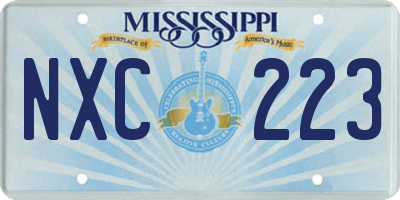 MS license plate NXC223
