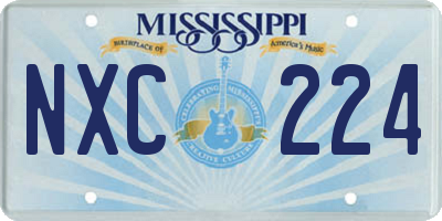 MS license plate NXC224