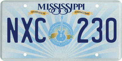 MS license plate NXC230