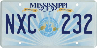 MS license plate NXC232