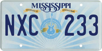 MS license plate NXC233