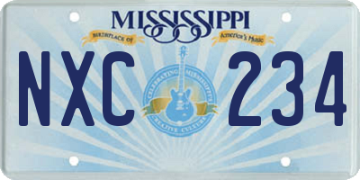 MS license plate NXC234