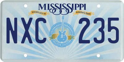 MS license plate NXC235