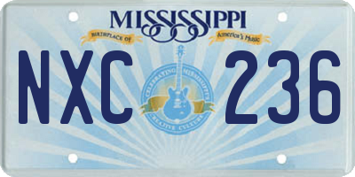 MS license plate NXC236