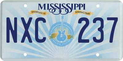 MS license plate NXC237