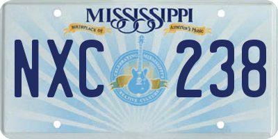 MS license plate NXC238