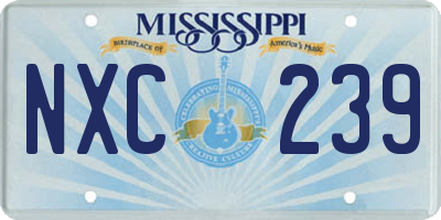 MS license plate NXC239