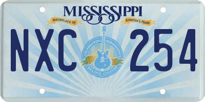 MS license plate NXC254
