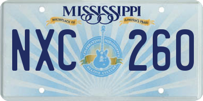 MS license plate NXC260
