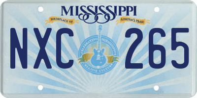 MS license plate NXC265
