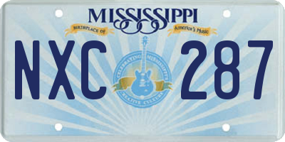 MS license plate NXC287