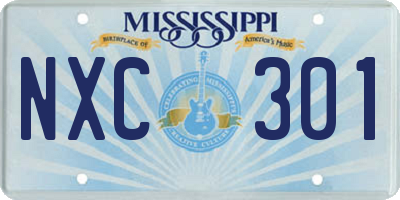 MS license plate NXC301