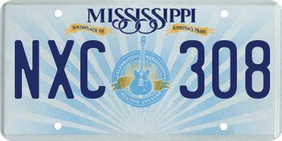 MS license plate NXC308