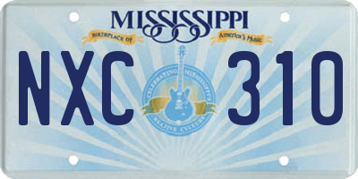 MS license plate NXC310